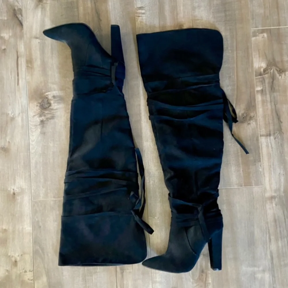 ShoeDazzle Reese Thigh-High Boot in Black